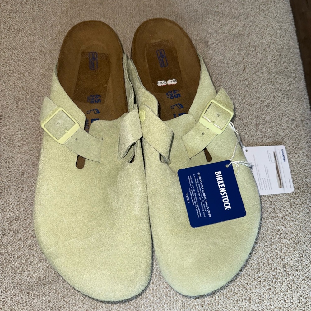 Birkenstock Faded Lime Suede Sandals